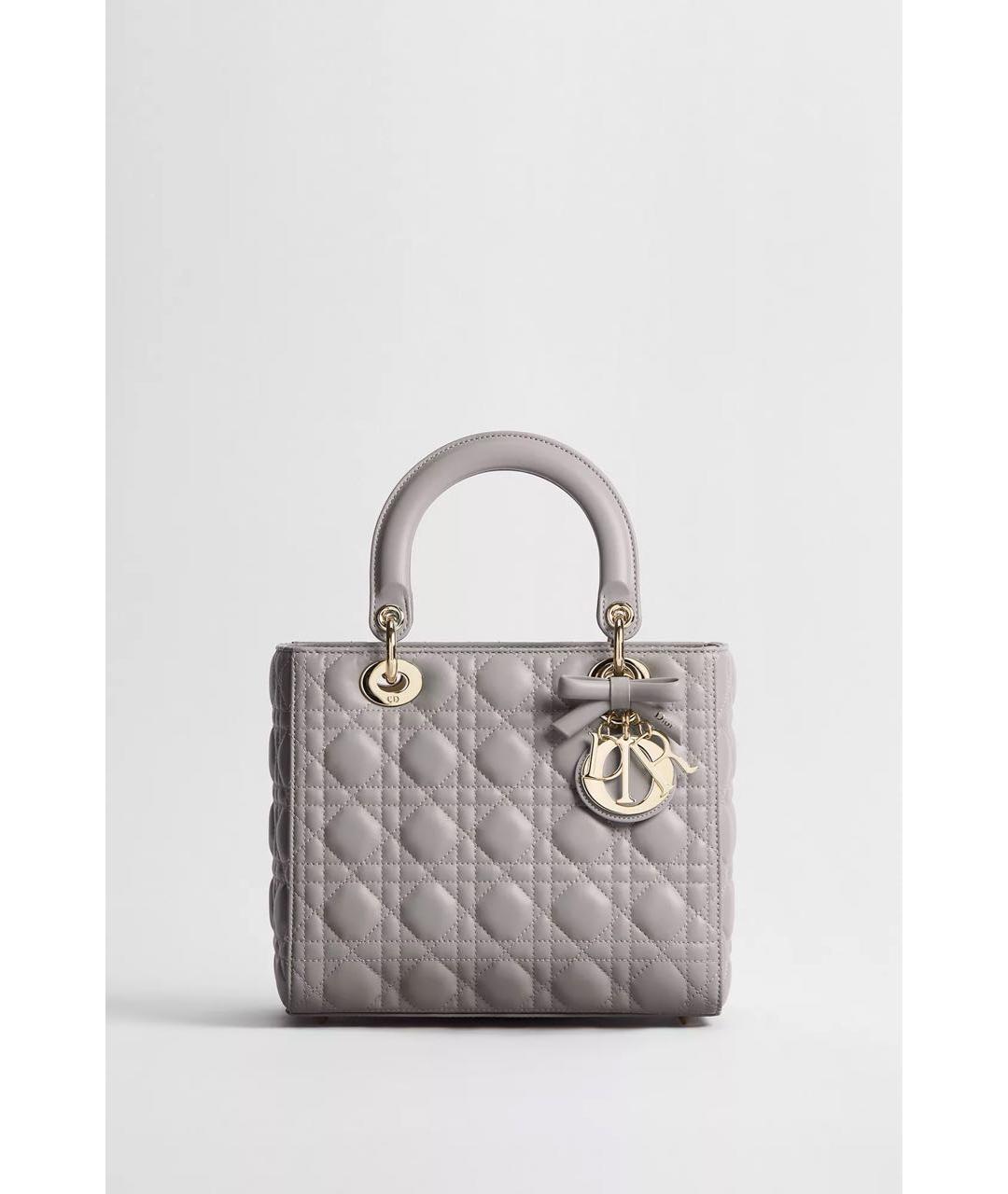 CHRISTIAN DIOR Серая кожаная сумка с короткими ручками, фото 4