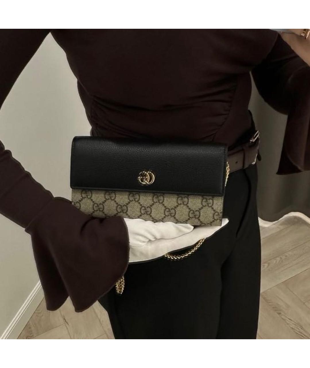 GUCCI Черная кожаная сумка через плечо, фото 5