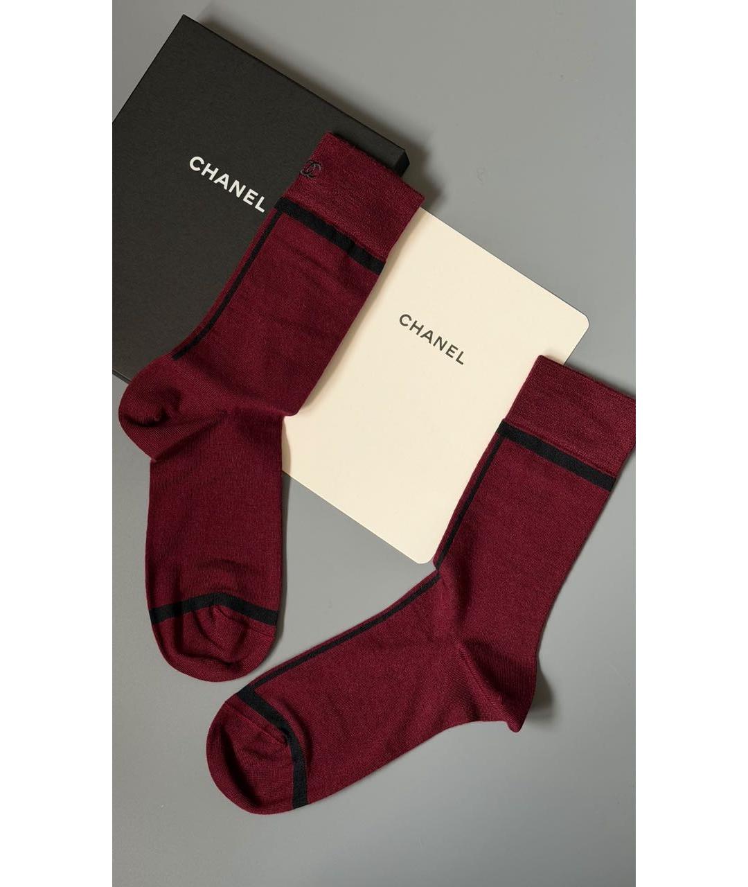 CHANEL Бордовые носки, чулки и колготы, фото 2