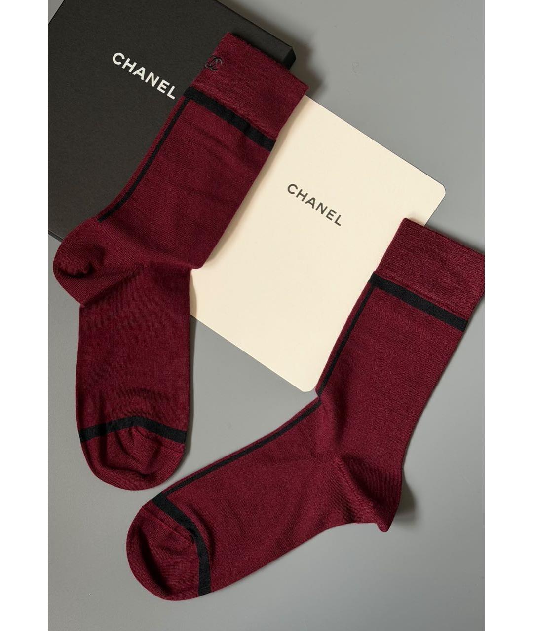 CHANEL Бордовые носки, чулки и колготы, фото 3