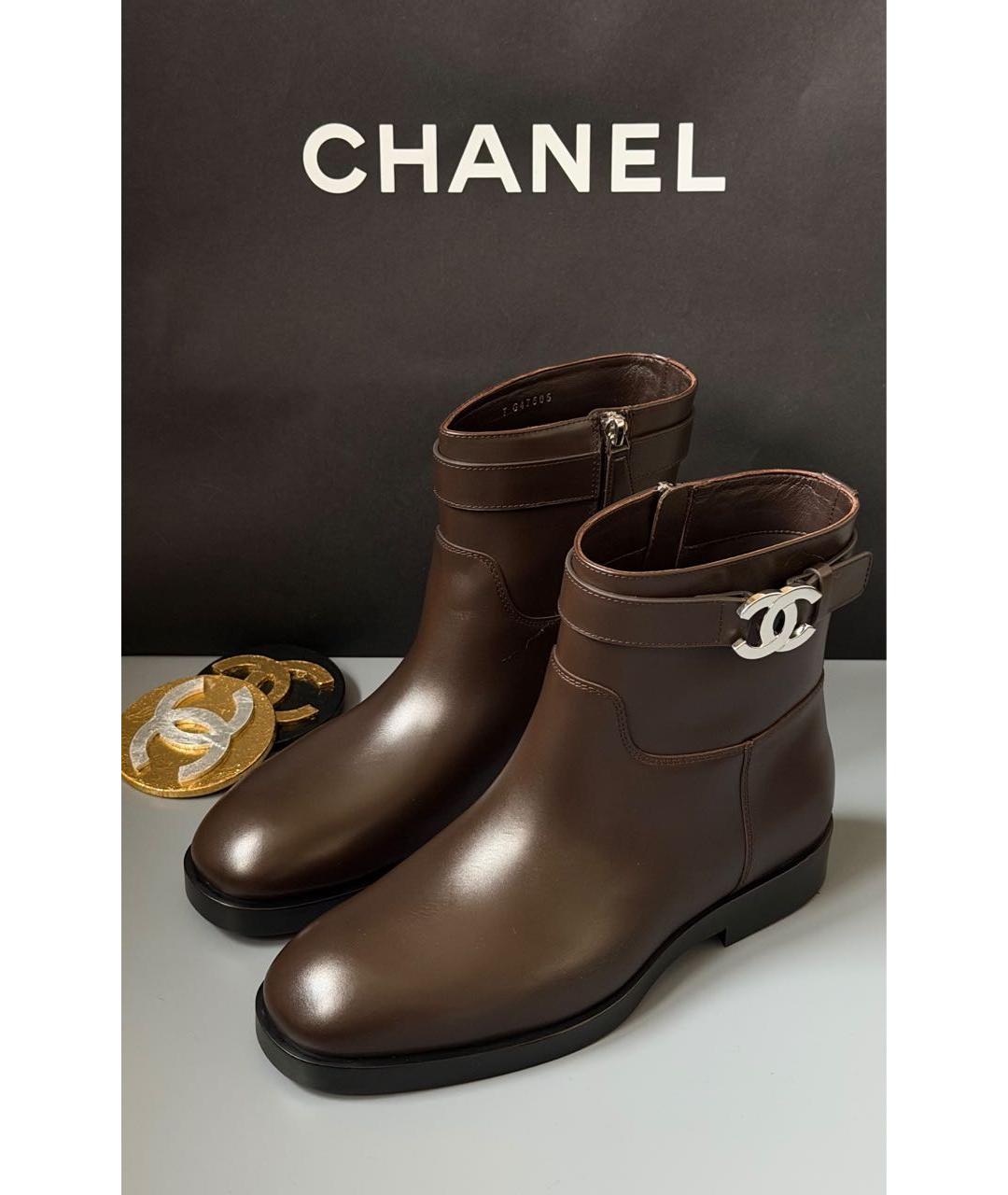 CHANEL Коричневые кожаные полусапоги, фото 2