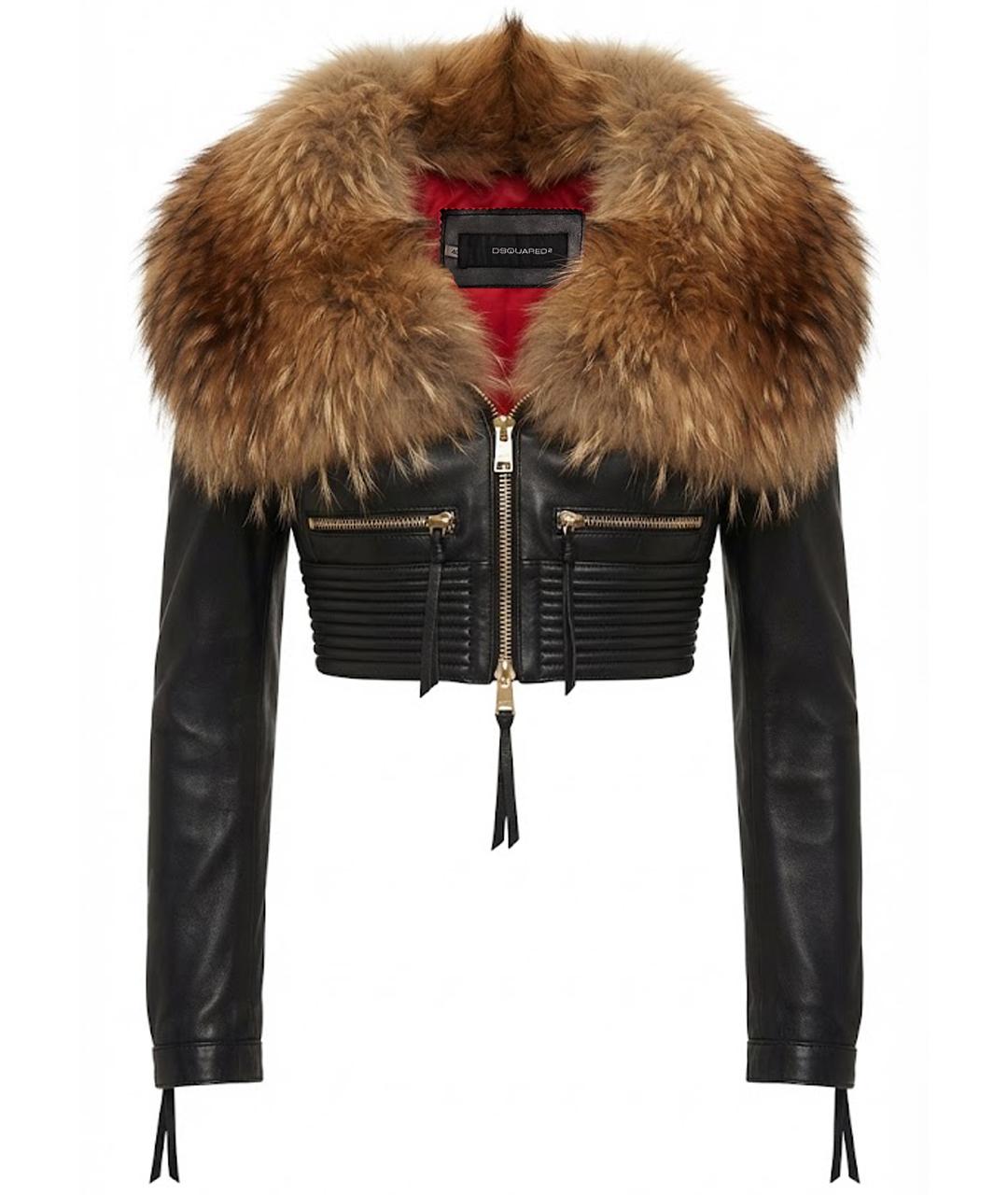 DSQUARED2 Черная кожаная куртка, фото 1