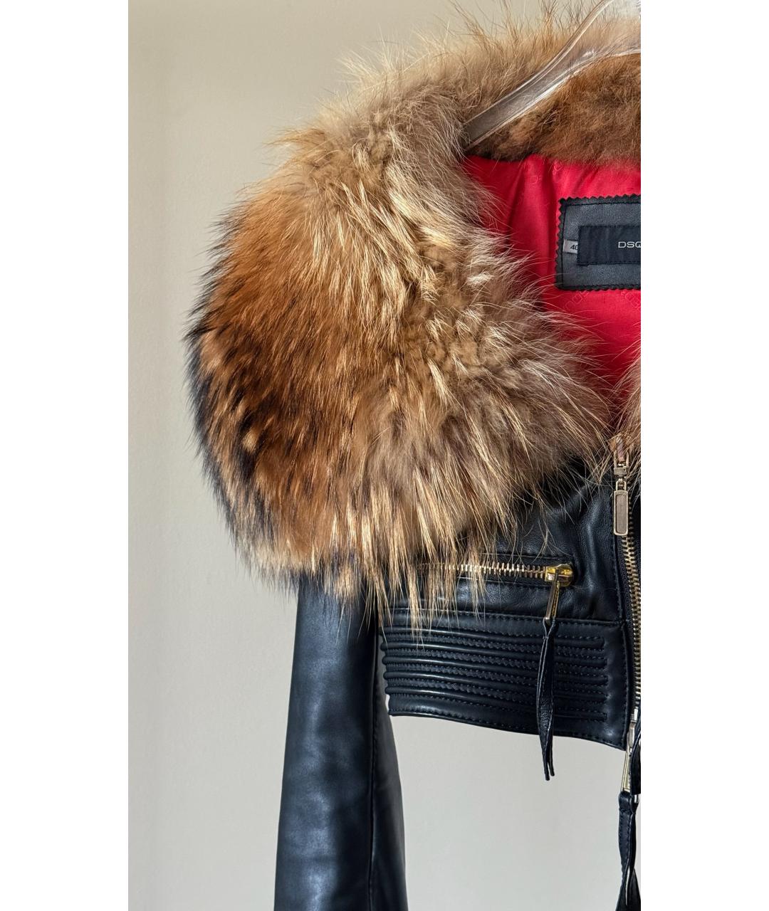 DSQUARED2 Черная кожаная куртка, фото 4
