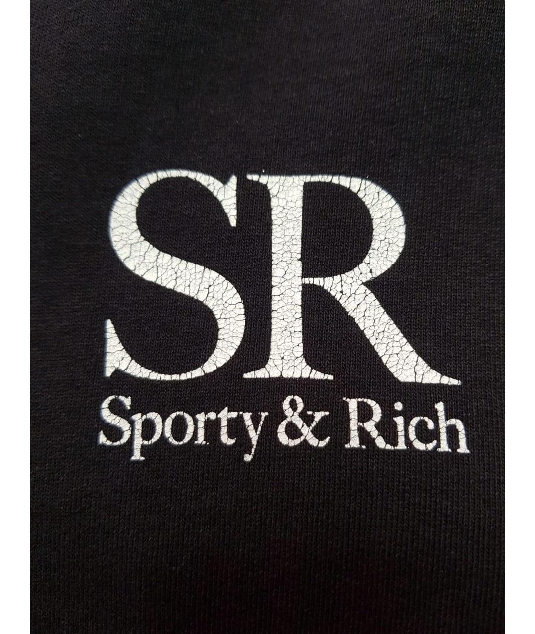 SPORTY AND RICH Черная хлопковая спортивная куртка, фото 6