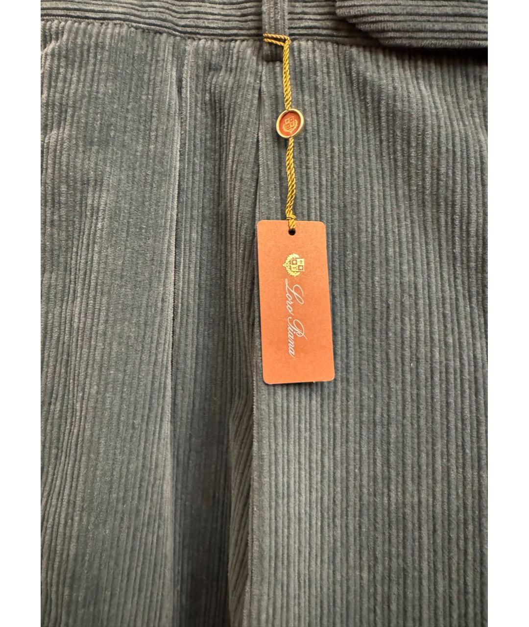 LORO PIANA Бирюзовые хлопко-эластановые повседневные брюки, фото 7