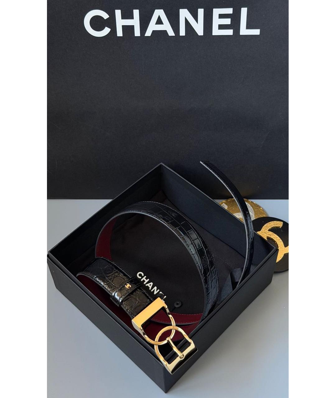 CHANEL Черный кожаный ремень, фото 2