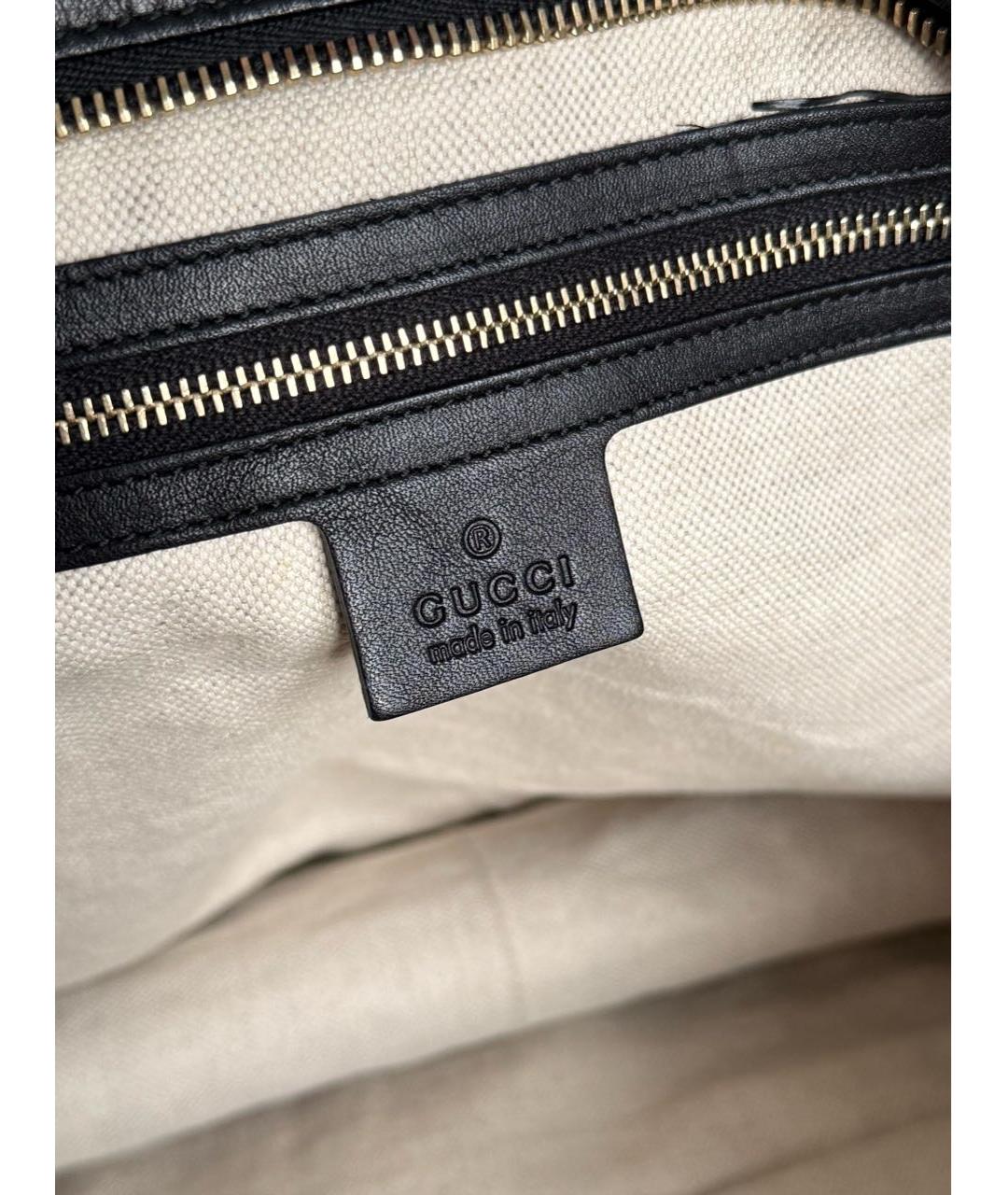 GUCCI Черная кожаная сумка тоут, фото 6