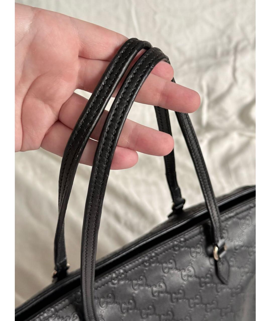 GUCCI Черная кожаная сумка тоут, фото 4