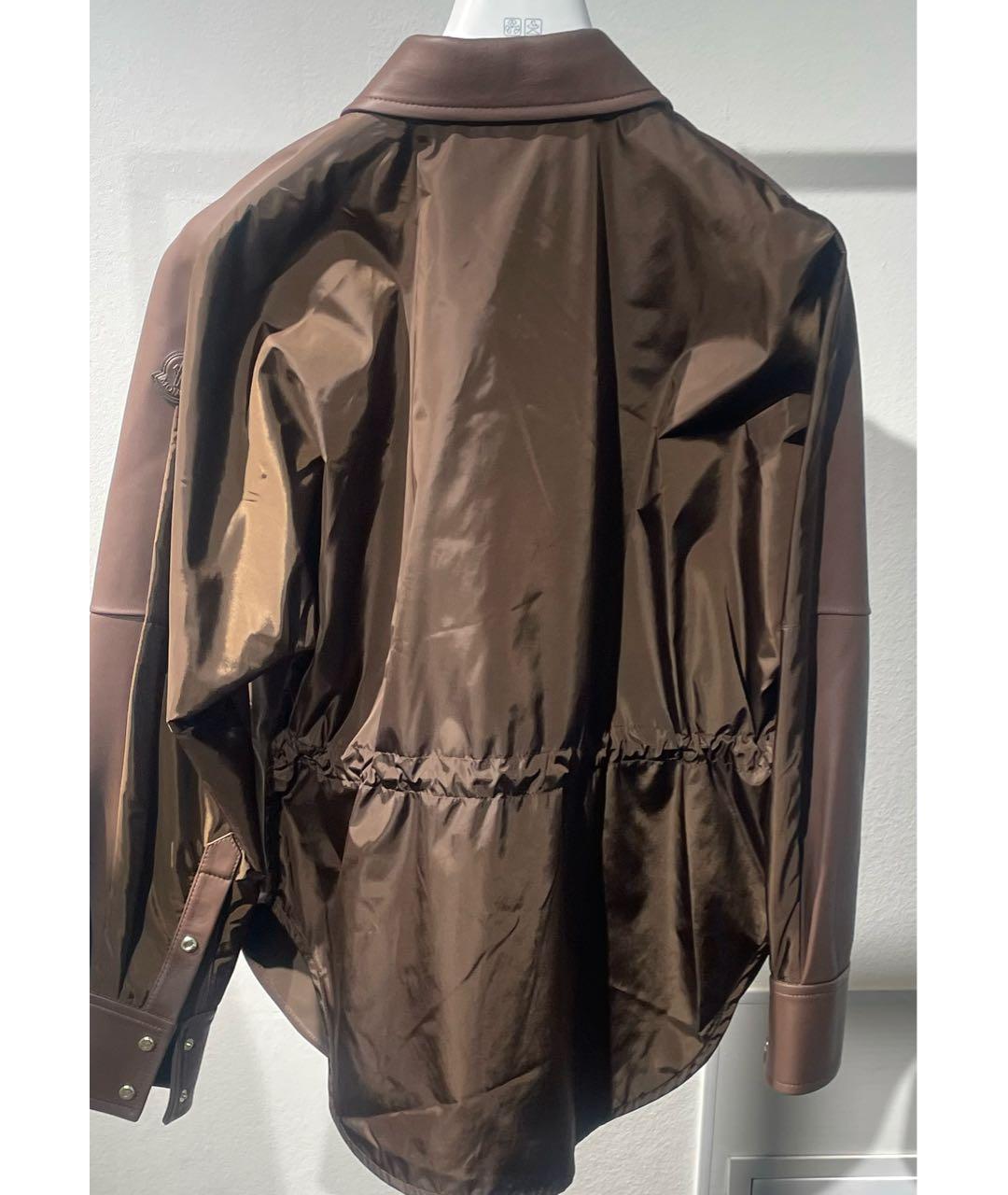 MONCLER Коричневая кожаная рубашка, фото 4