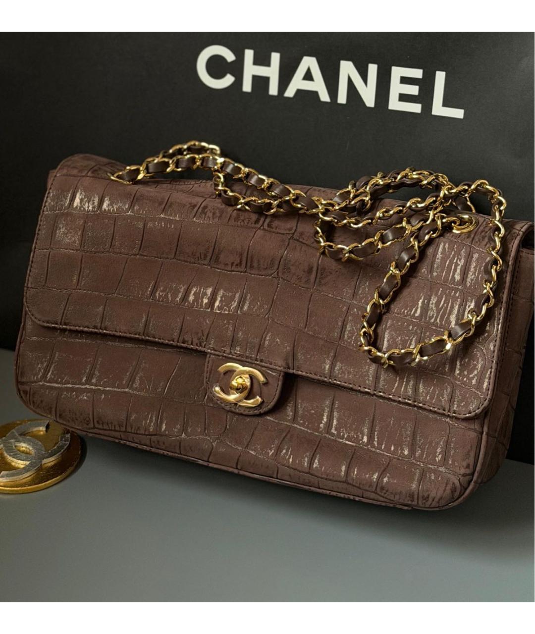 CHANEL Коричневая кожаная сумка через плечо, фото 3