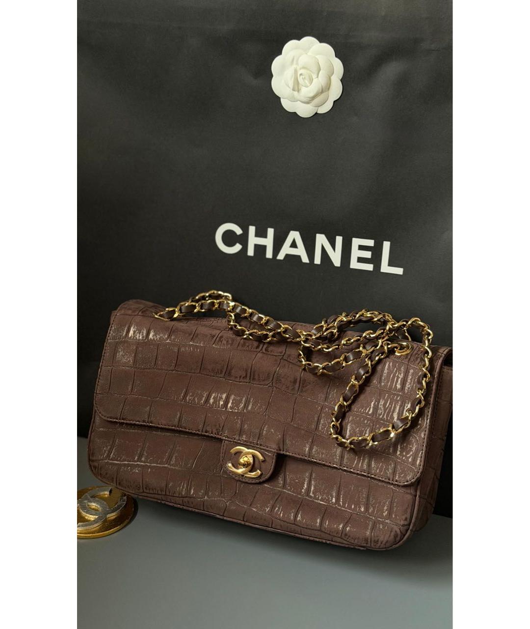 CHANEL Коричневая кожаная сумка через плечо, фото 2
