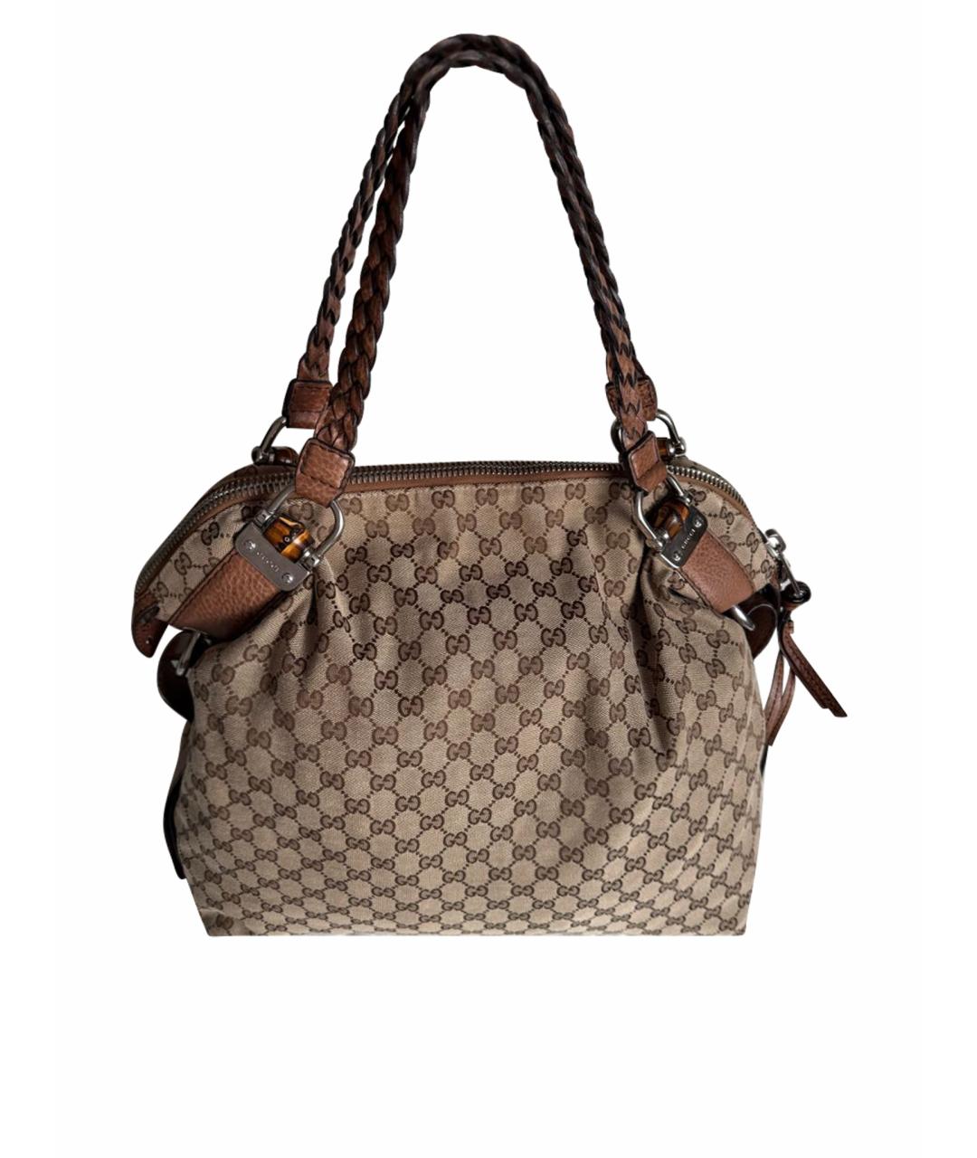 GUCCI Коричневая сумка тоут из канвы, фото 1