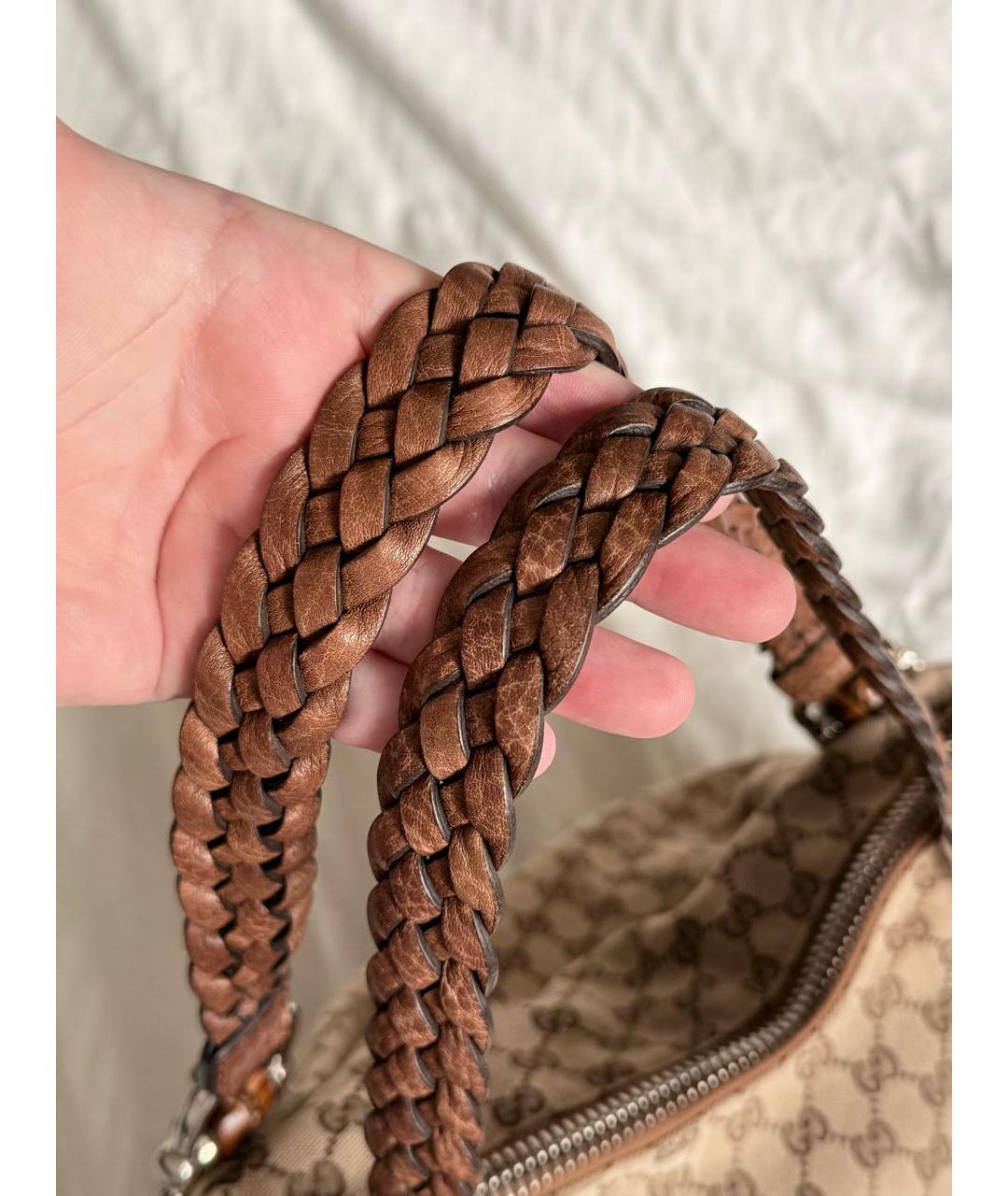GUCCI Коричневая сумка тоут из канвы, фото 4