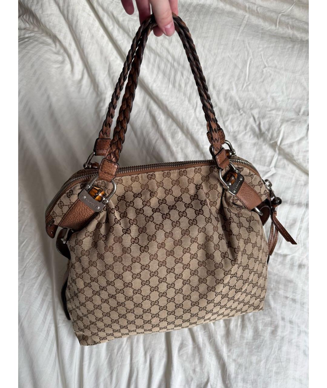 GUCCI Коричневая сумка тоут из канвы, фото 9