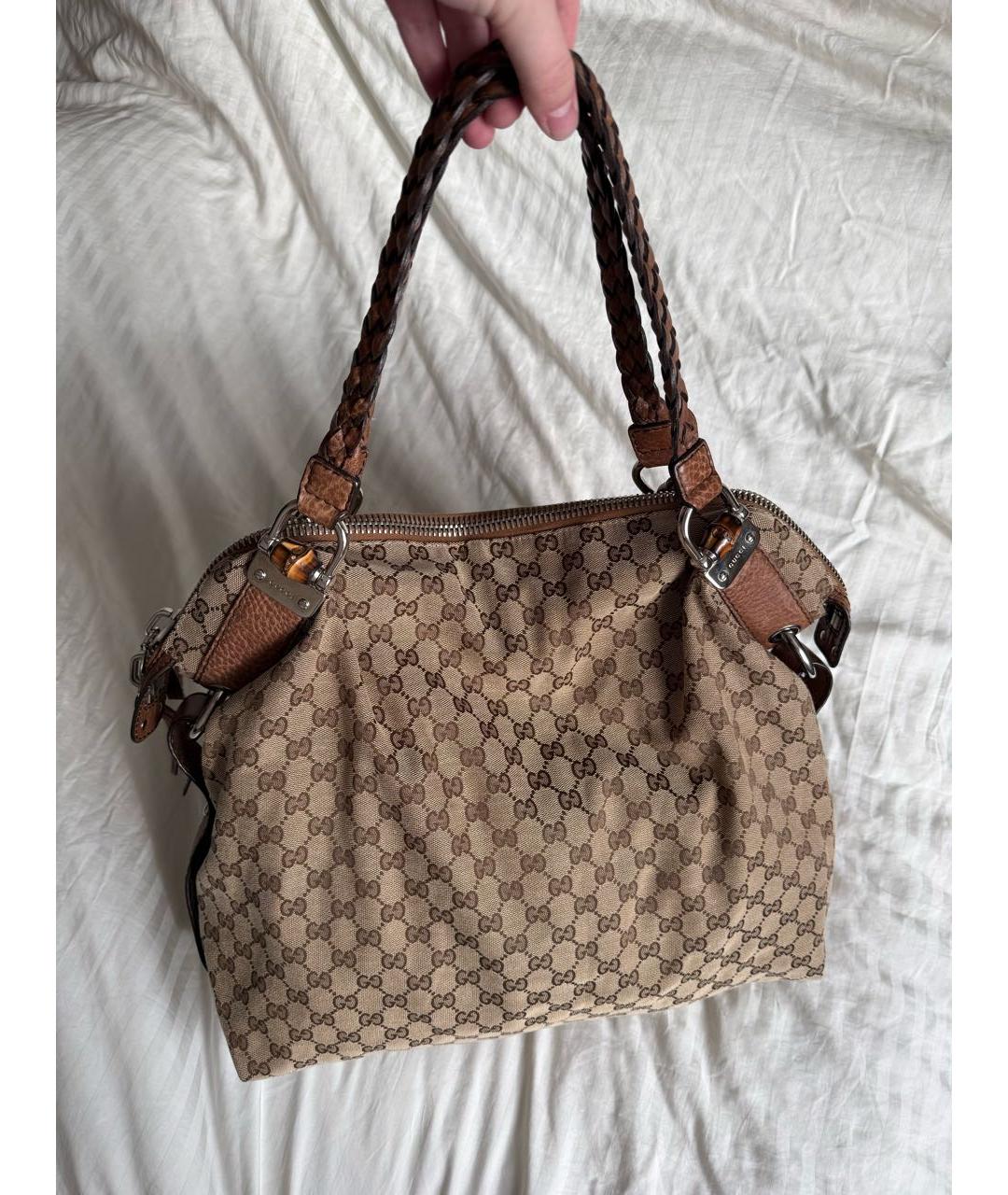 GUCCI Коричневая сумка тоут из канвы, фото 2
