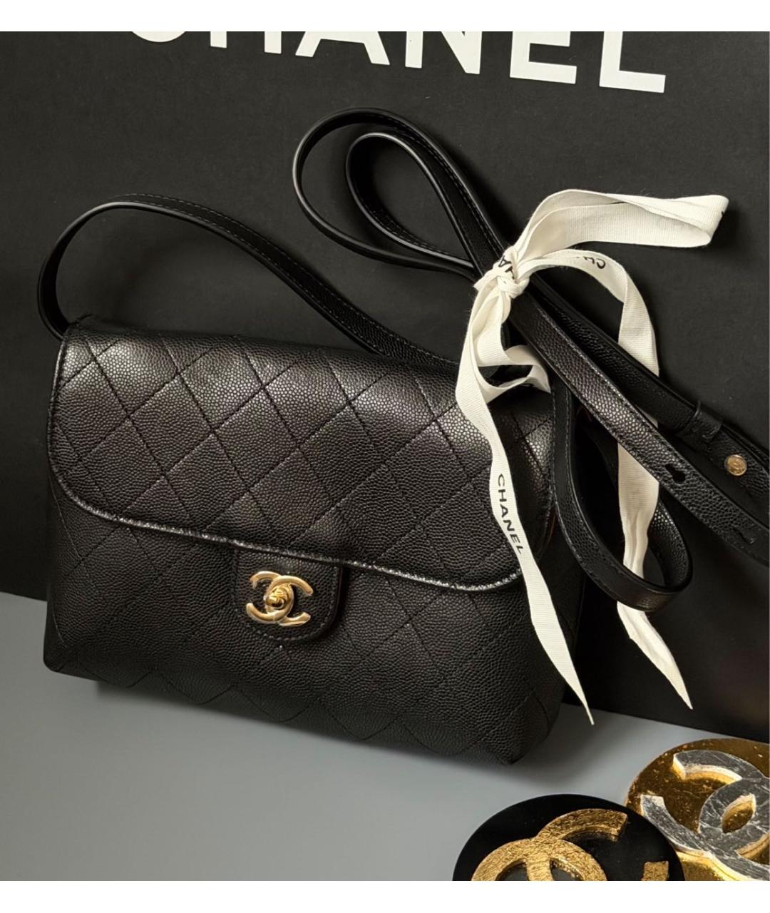 CHANEL Черная кожаная сумка через плечо, фото 3