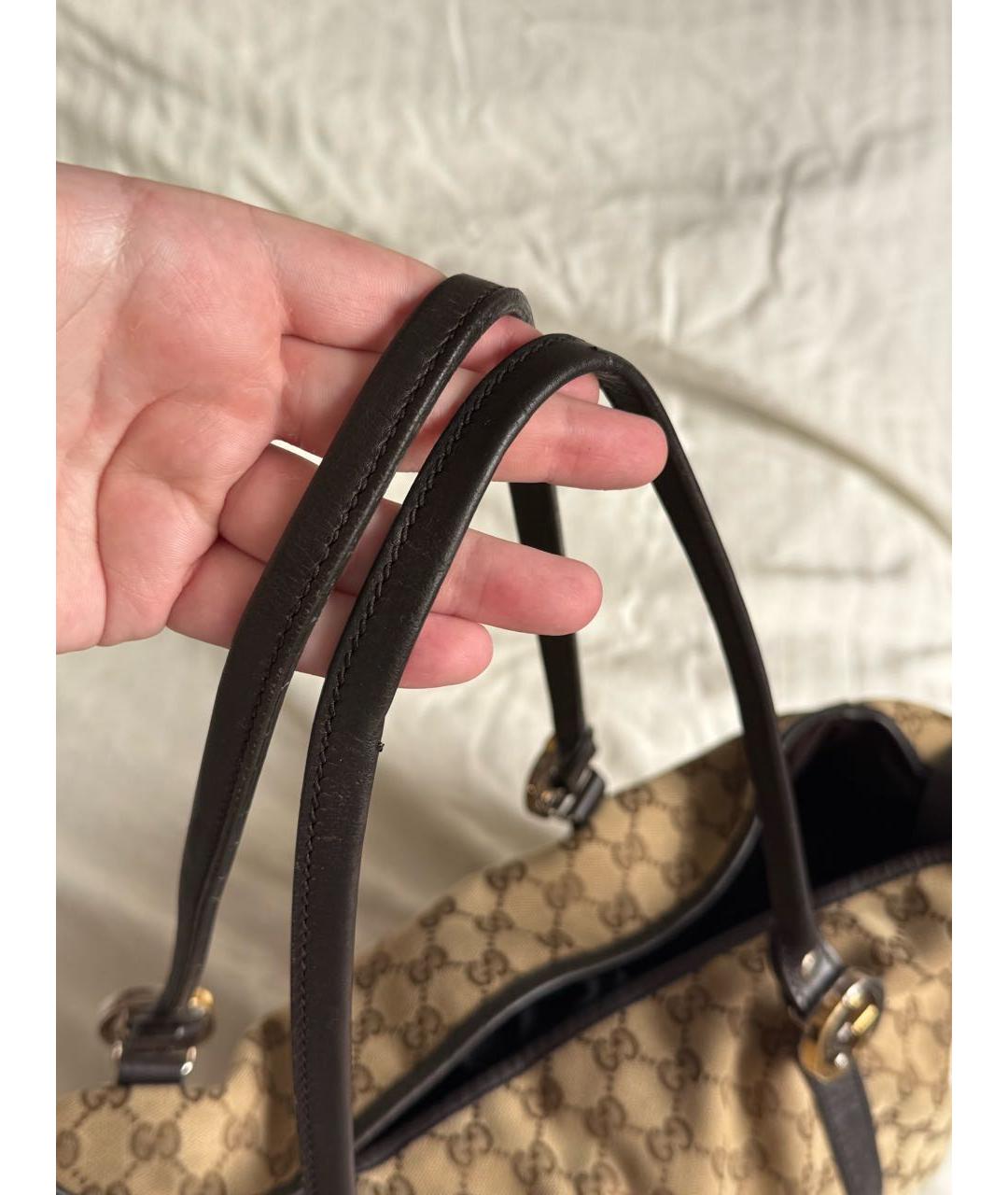 GUCCI Коричневая сумка тоут из канвы, фото 4