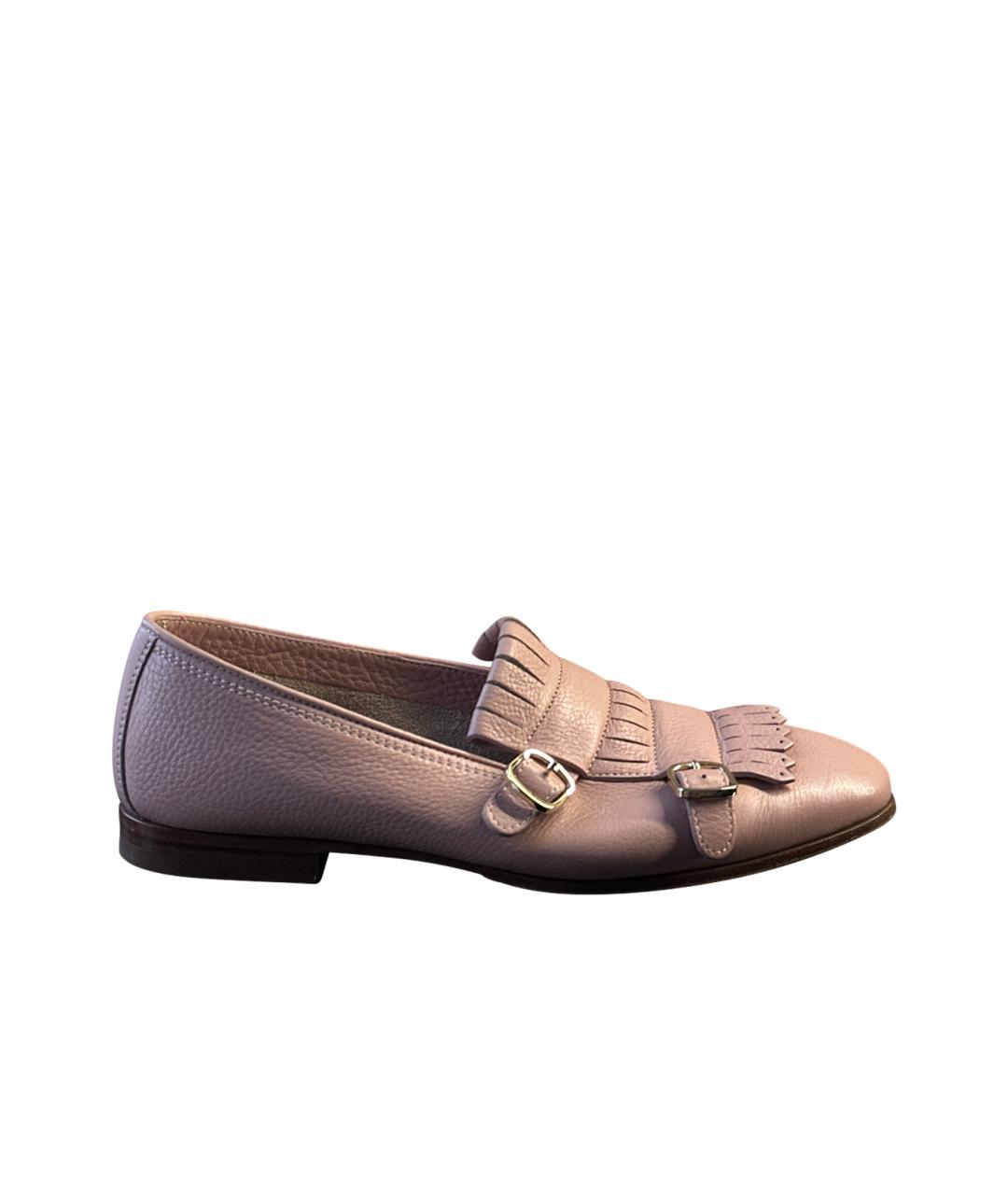 SANTONI Розовые кожаные лоферы, фото 1