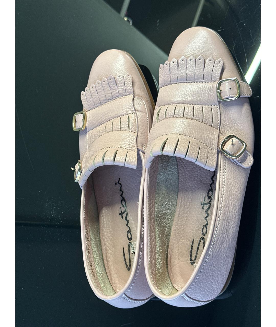 SANTONI Розовые кожаные лоферы, фото 3