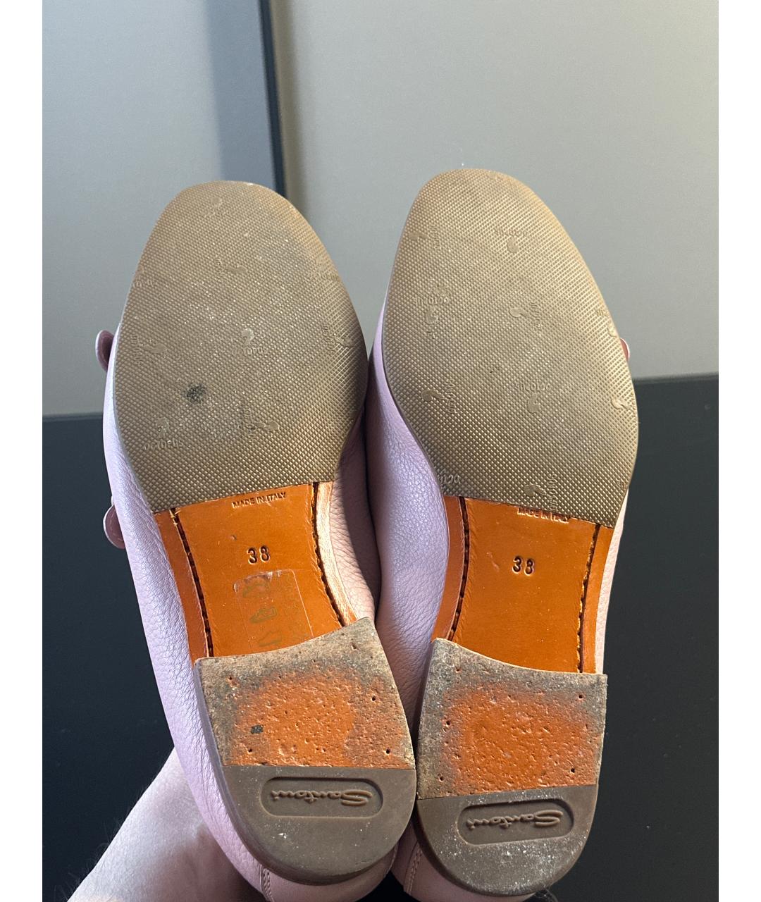 SANTONI Розовые кожаные лоферы, фото 4