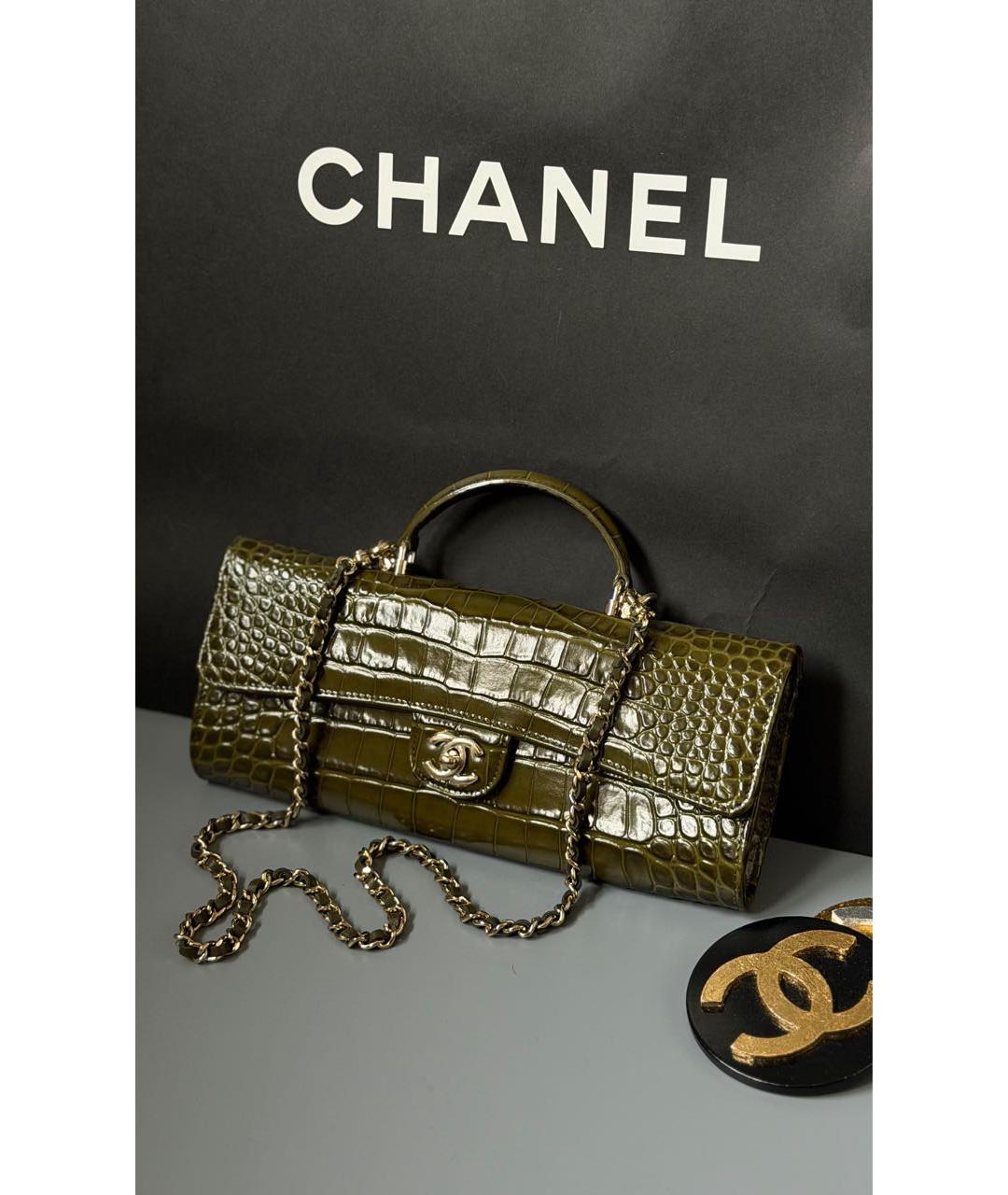 CHANEL Хаки кожаная сумка через плечо, фото 2