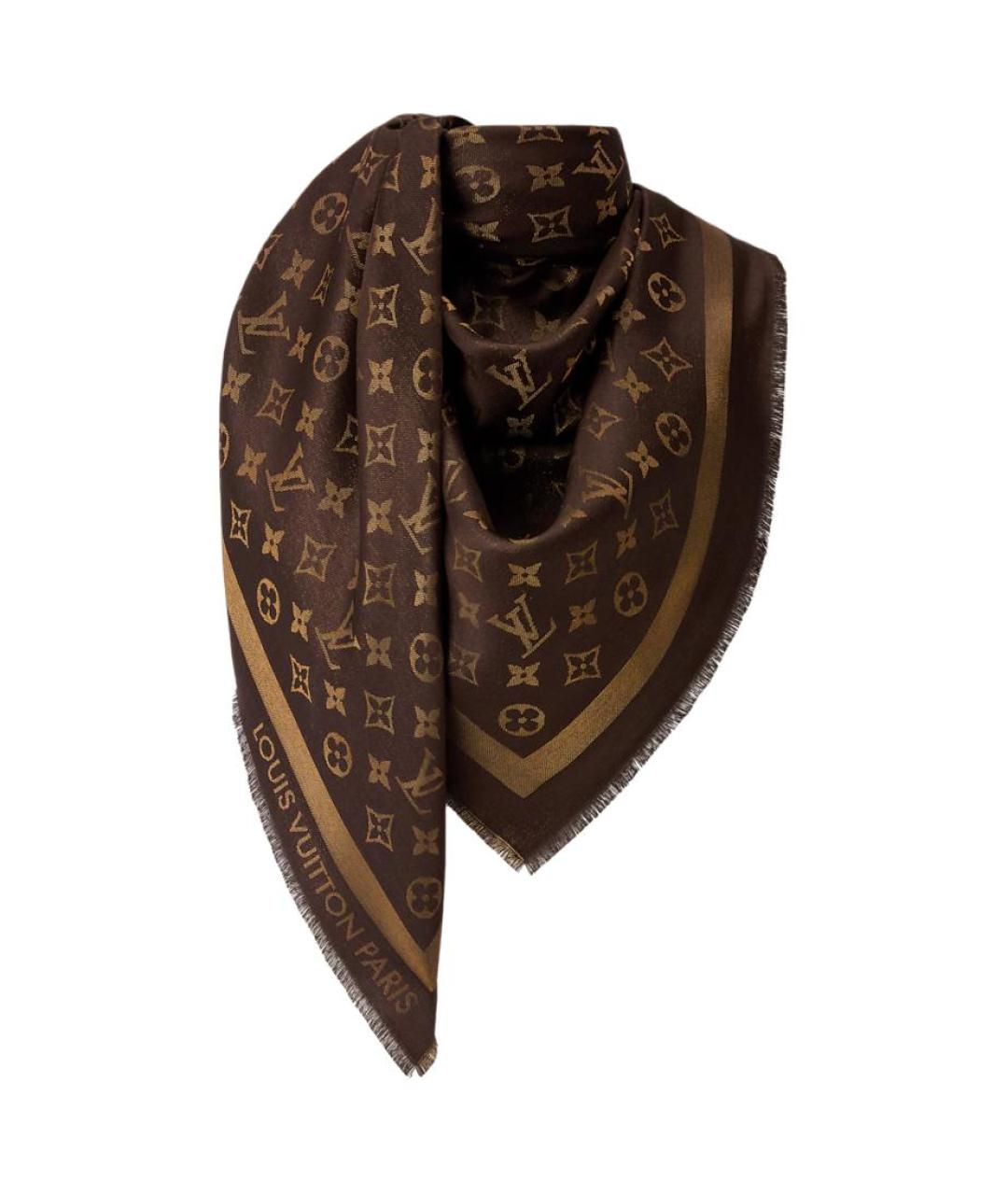 LOUIS VUITTON Коричневый платок, фото 2