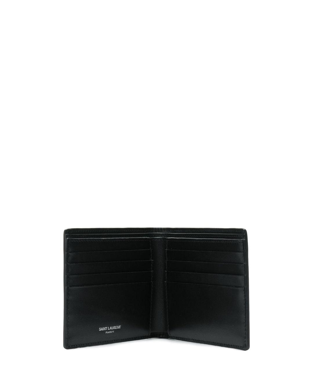 SAINT LAURENT Черный кожаный кошелек, фото 3