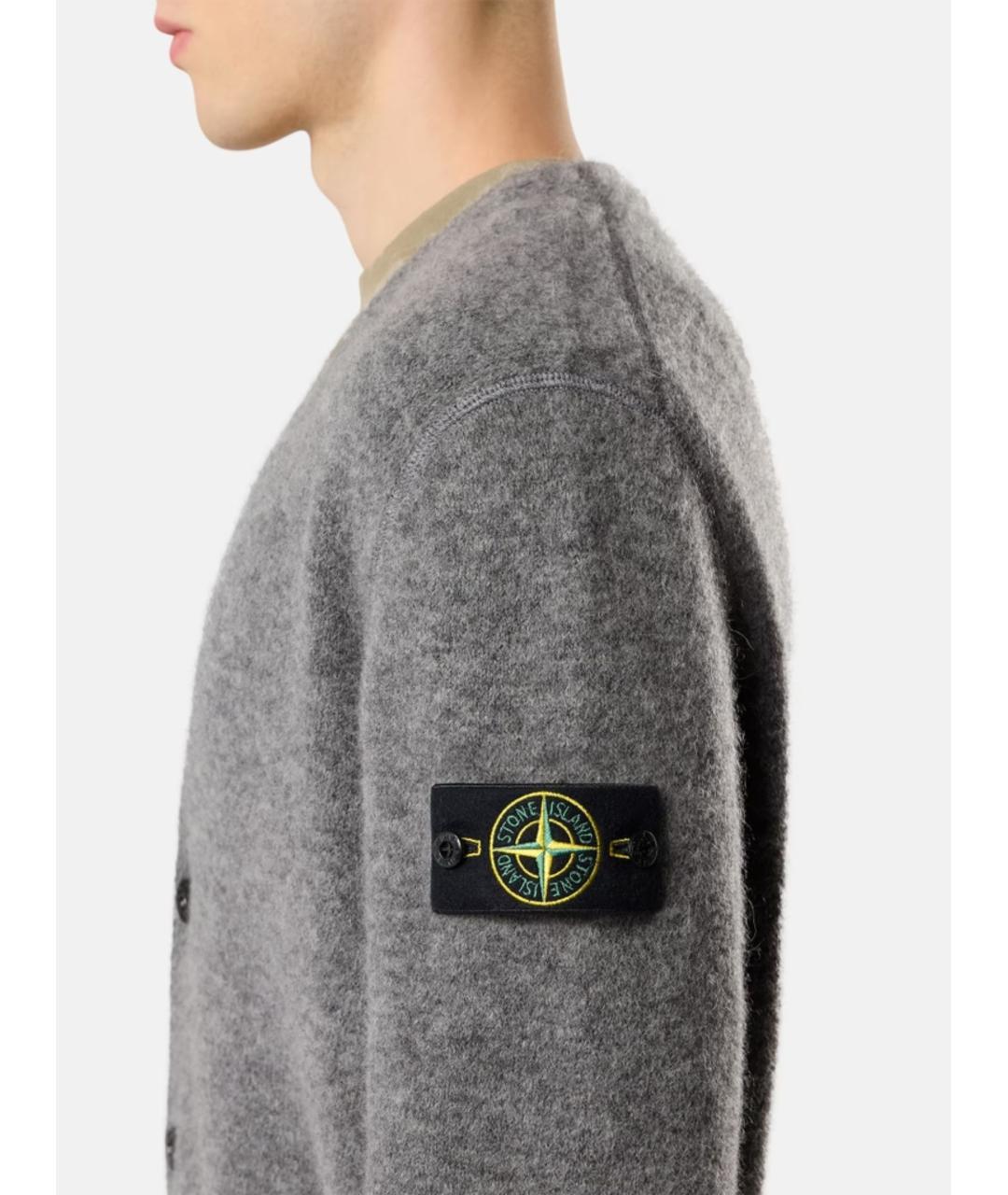 STONE ISLAND Серый шерстяной кардиган, фото 7