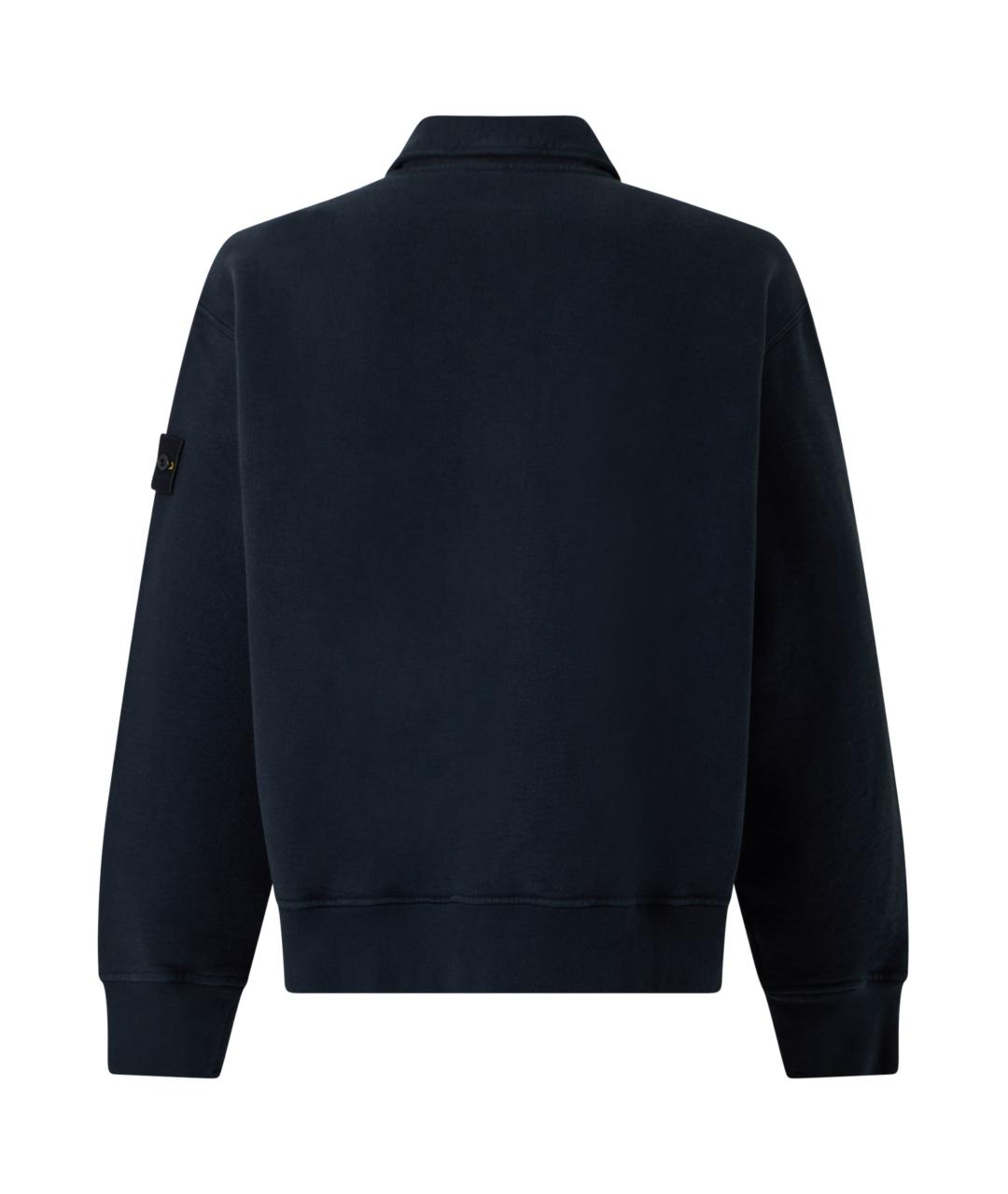 STONE ISLAND Темно-синее хлопковое поло с длинным рукавом, фото 2