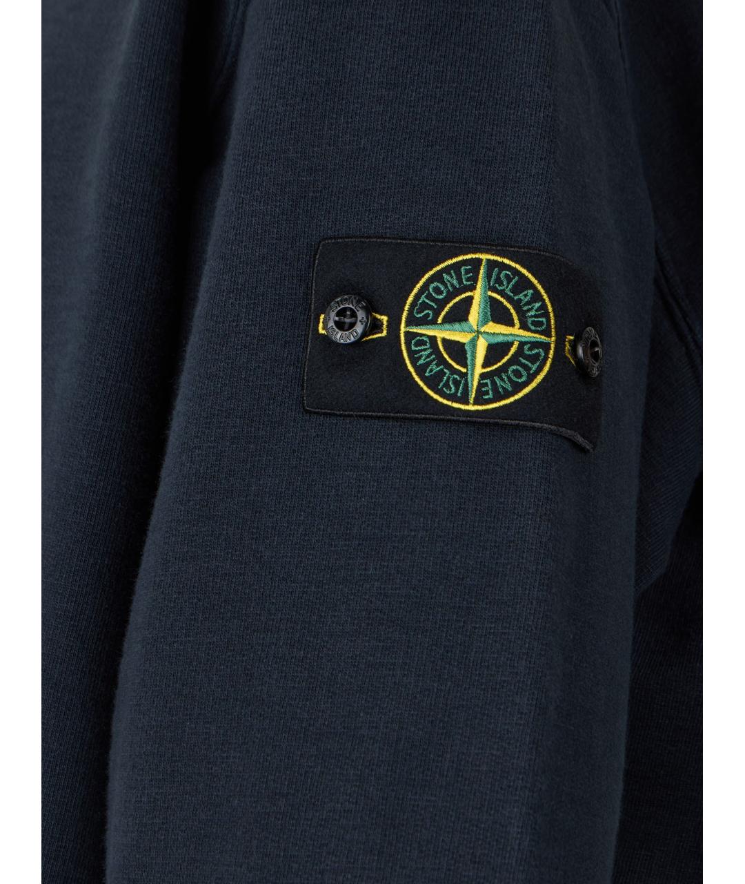 STONE ISLAND Темно-синее хлопковое поло с длинным рукавом, фото 3