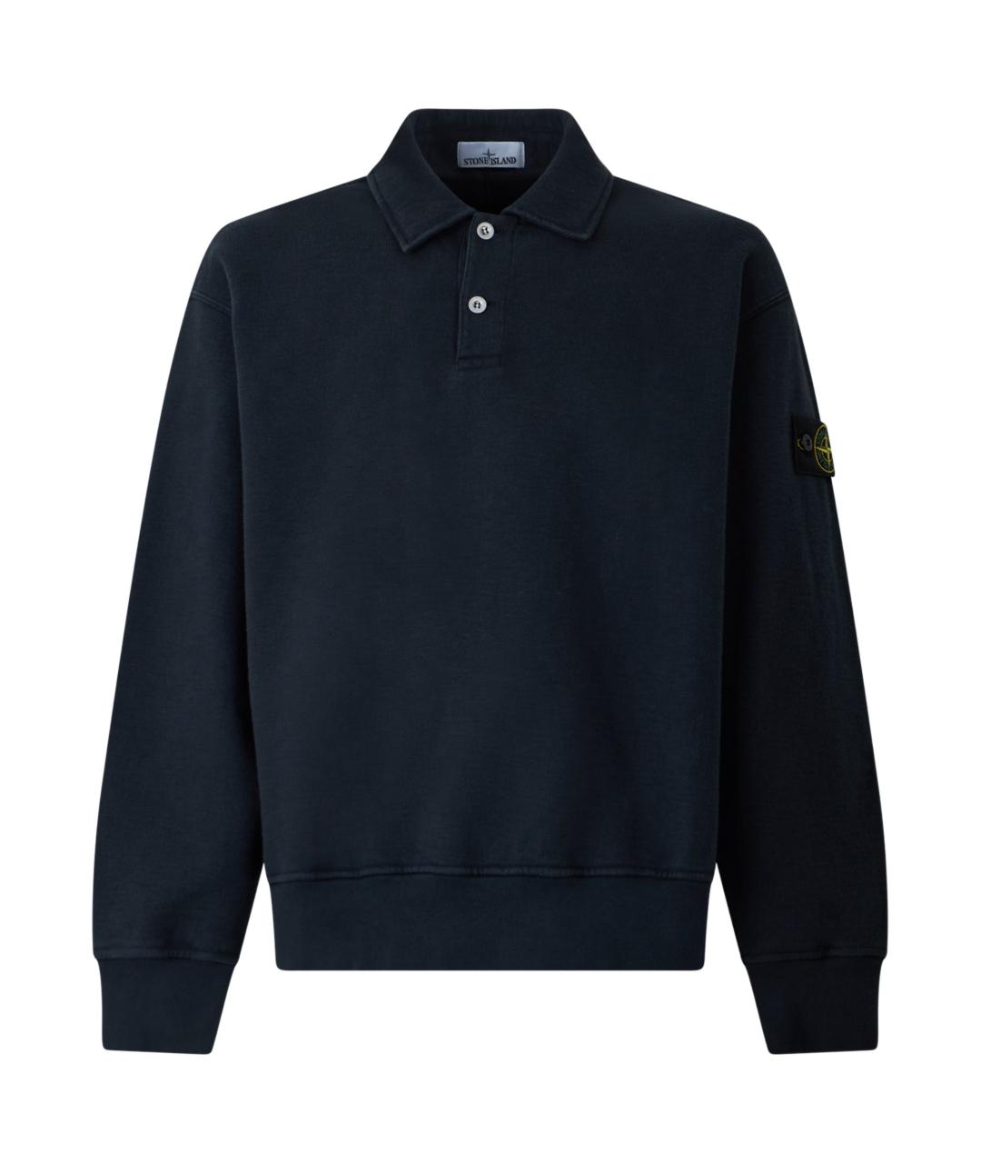 STONE ISLAND Темно-синее хлопковое поло с длинным рукавом, фото 4