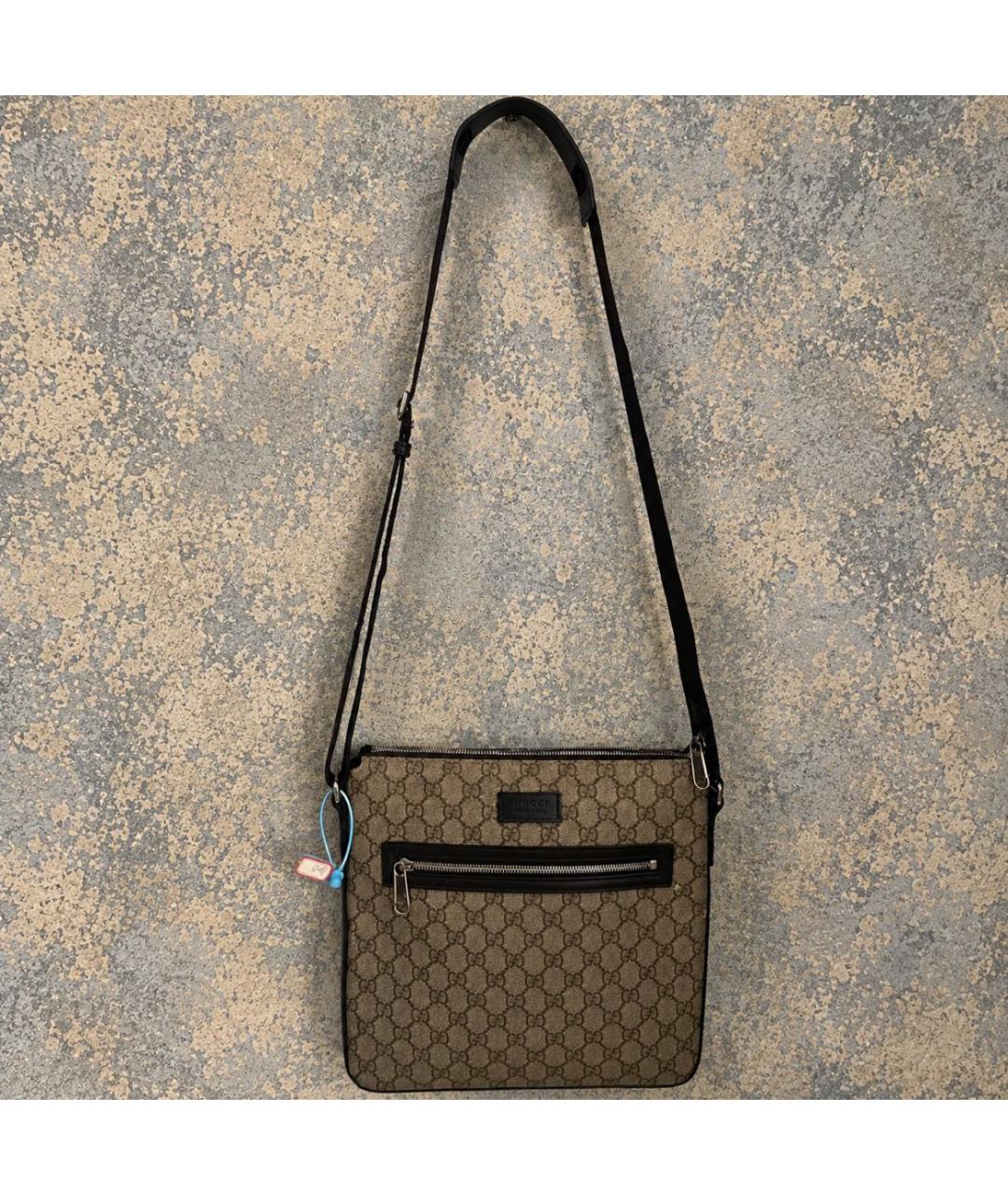 GUCCI Бежевая барсетка из канвы, фото 5