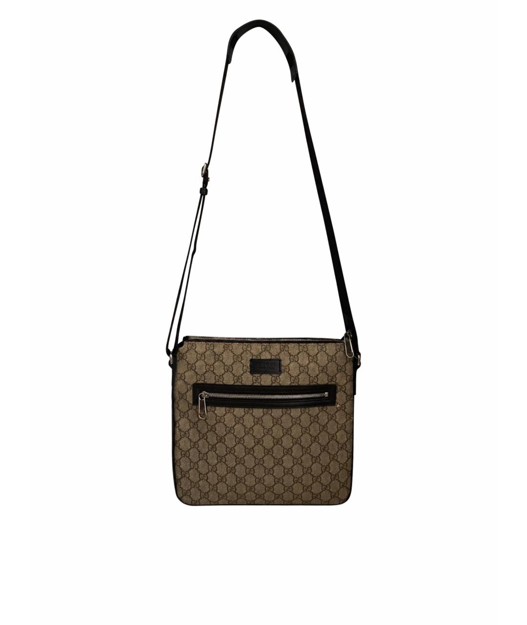 GUCCI Бежевая барсетка из канвы, фото 1