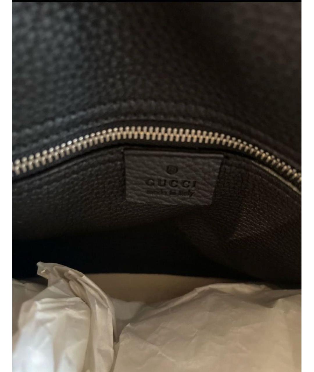 GUCCI Черная кожаная сумка с короткими ручками, фото 4