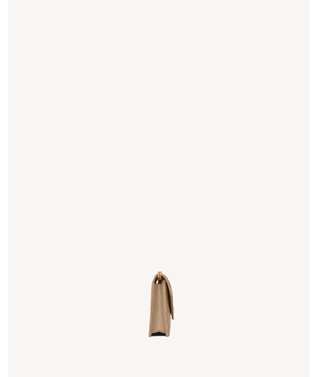 SAINT LAURENT Бежевая кожаная сумка через плечо, фото 3