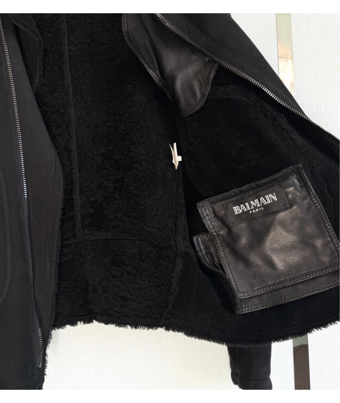 BALMAIN Черная кожаная дубленка/шуба, фото 3