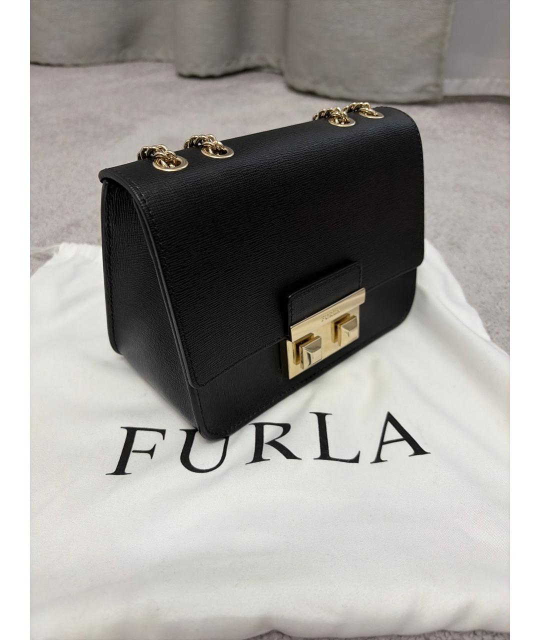 FURLA Черная кожаная сумка через плечо, фото 2