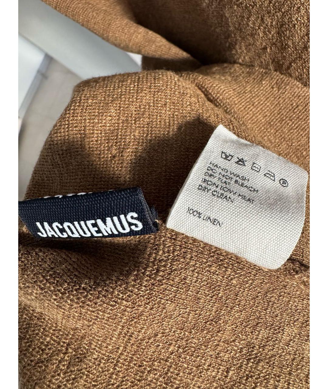 JACQUEMUS Коричневое льняное повседневное платье, фото 7