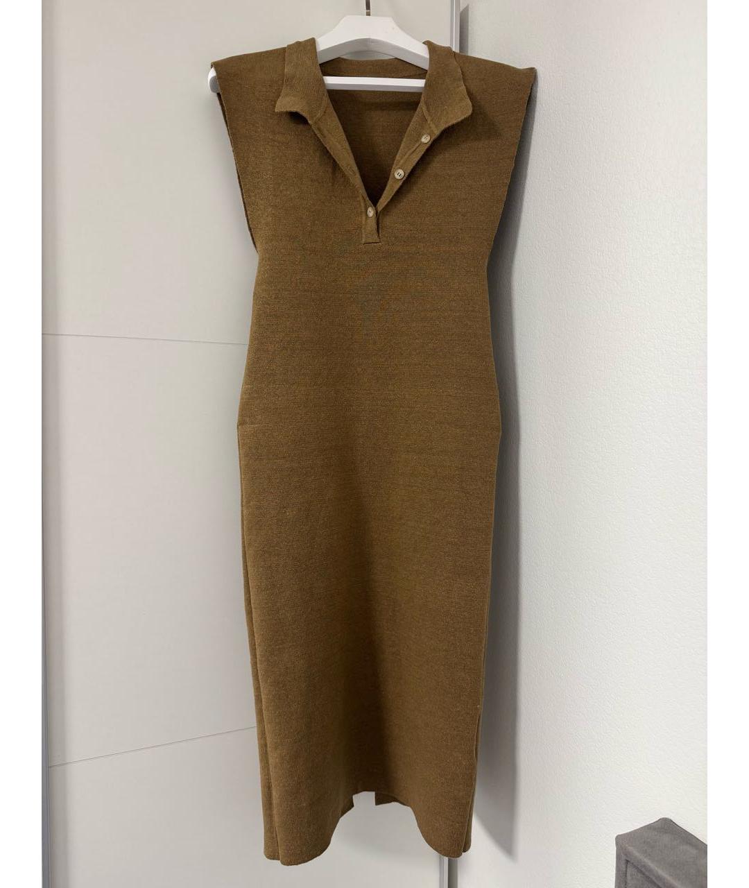JACQUEMUS Коричневое льняное повседневное платье, фото 3