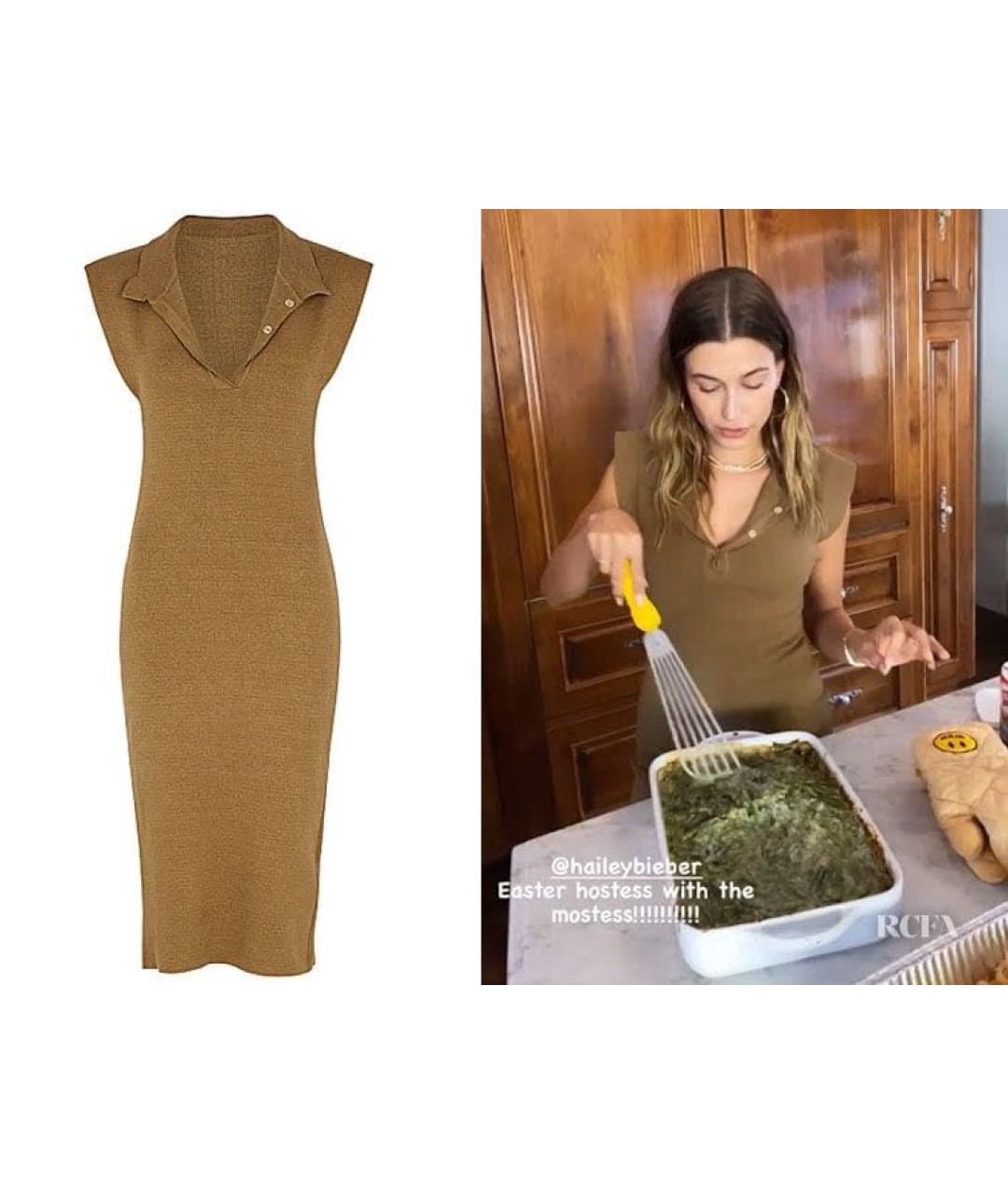 JACQUEMUS Коричневое льняное повседневное платье, фото 8