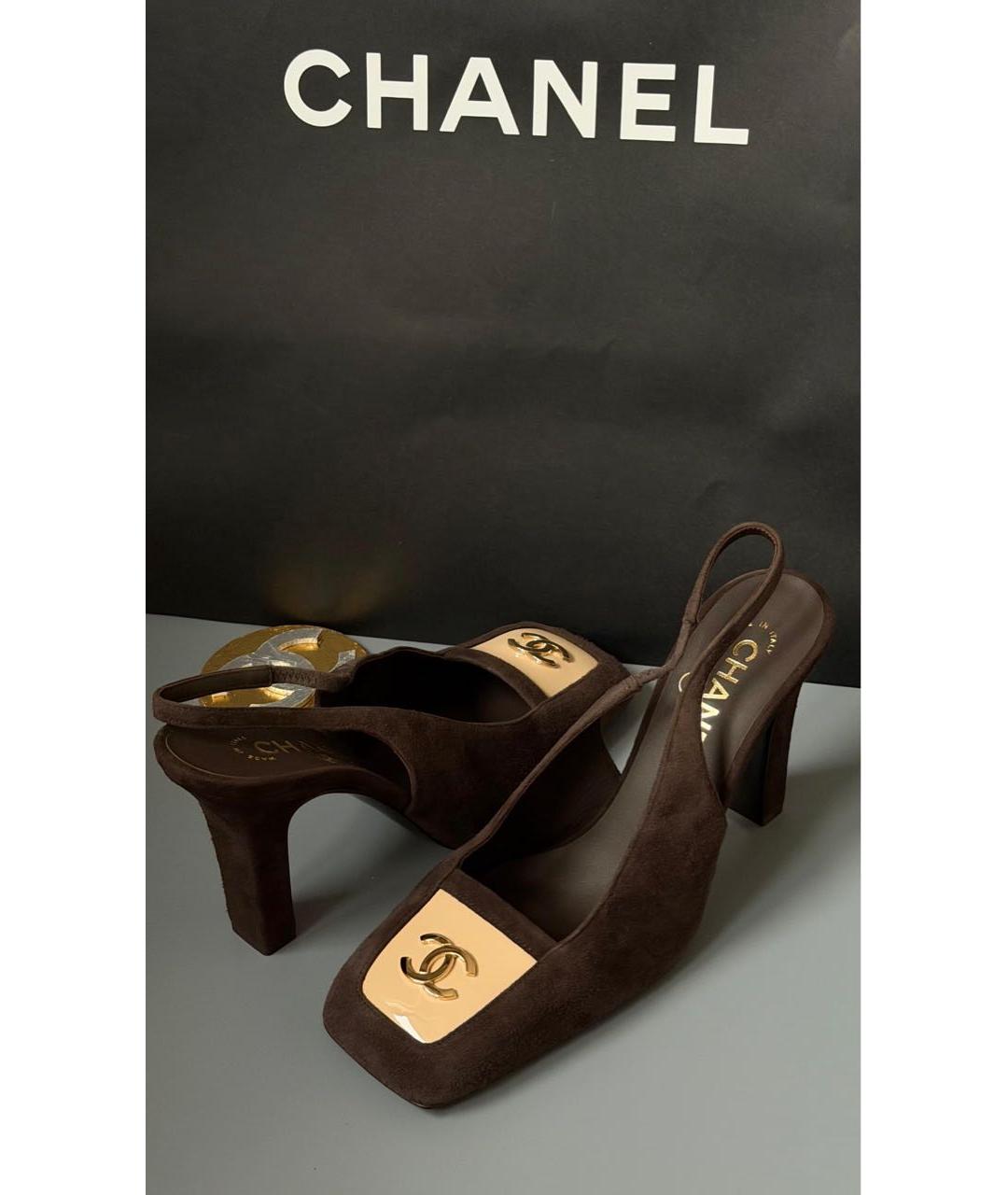 CHANEL Коричневые замшевые туфли, фото 2