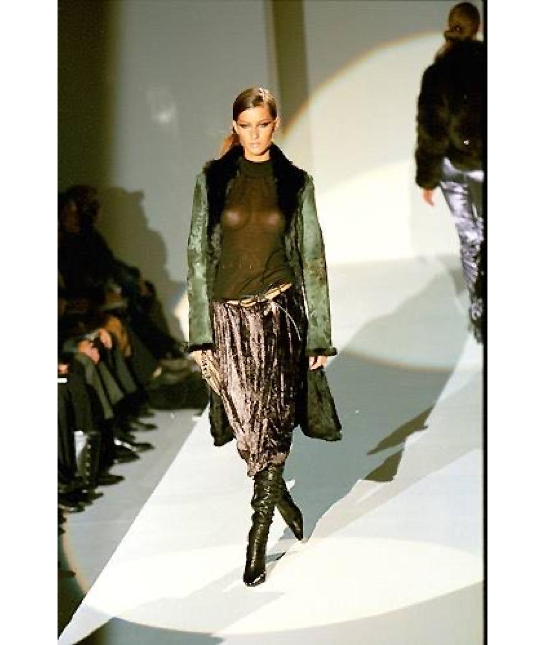 GUCCI Фиолетовая бархатная юбка миди, фото 4