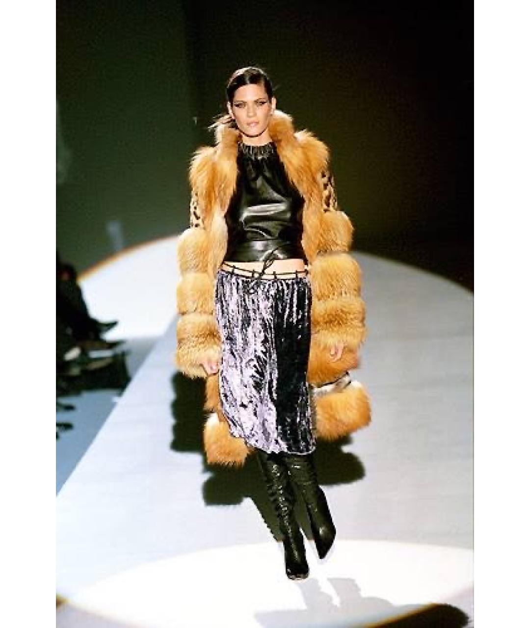 GUCCI Фиолетовая бархатная юбка миди, фото 3