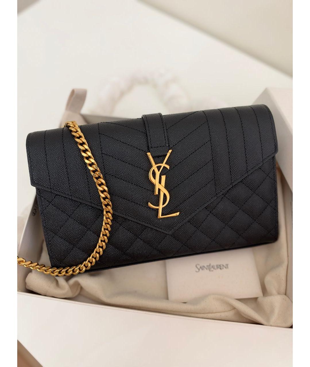 SAINT LAURENT Черная кожаная сумка через плечо, фото 5
