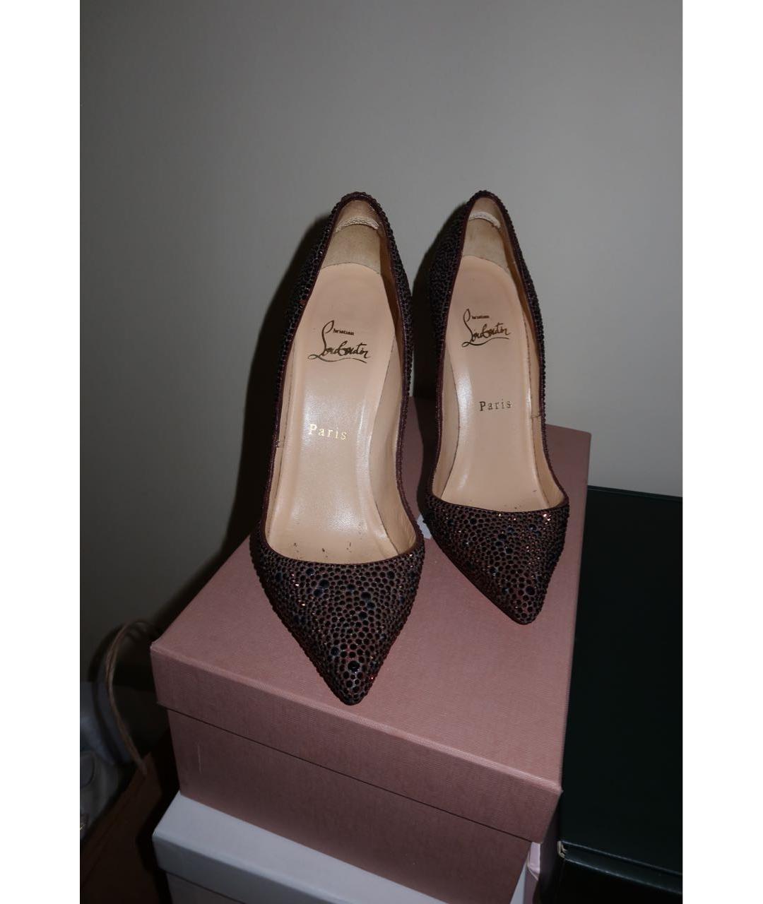 CHRISTIAN LOUBOUTIN Бордовые кожаные туфли, фото 2