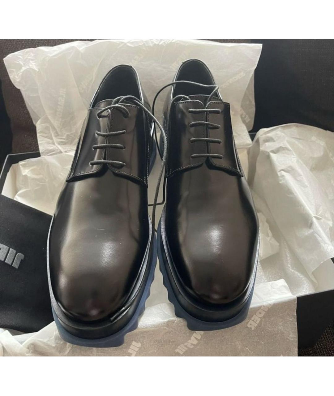 JIL SANDER Черные кожаные брогги и оксфорды, фото 3