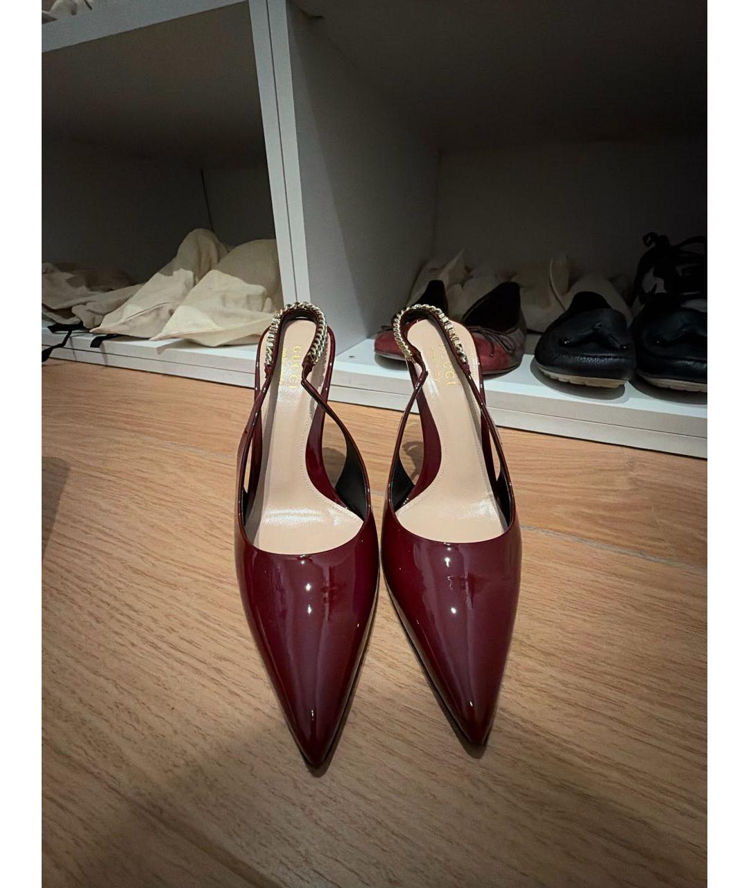 GUCCI Бордовые туфли из лакированной кожи, фото 2
