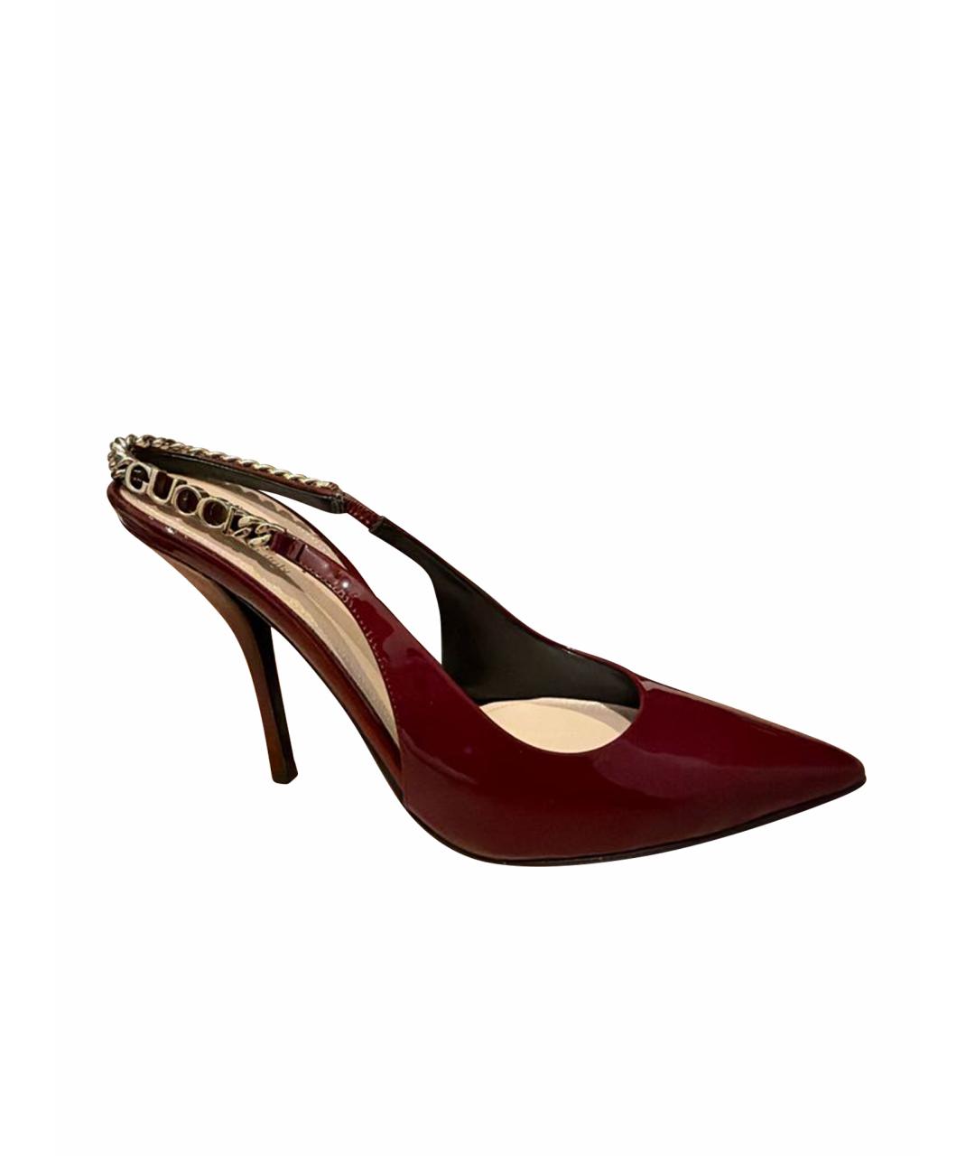 GUCCI Бордовые туфли из лакированной кожи, фото 1