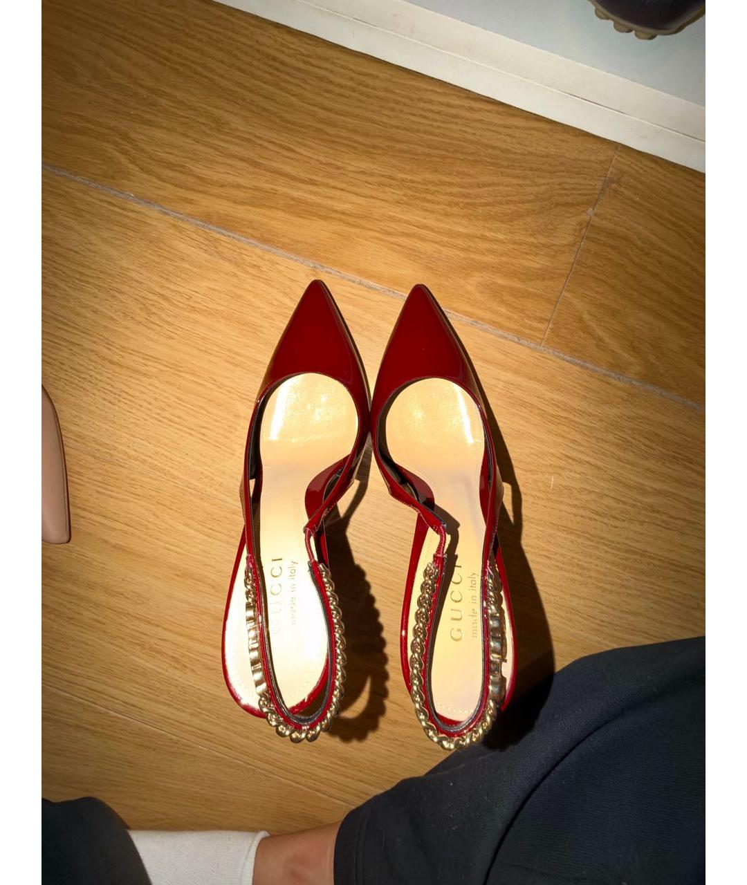 GUCCI Бордовые туфли из лакированной кожи, фото 3