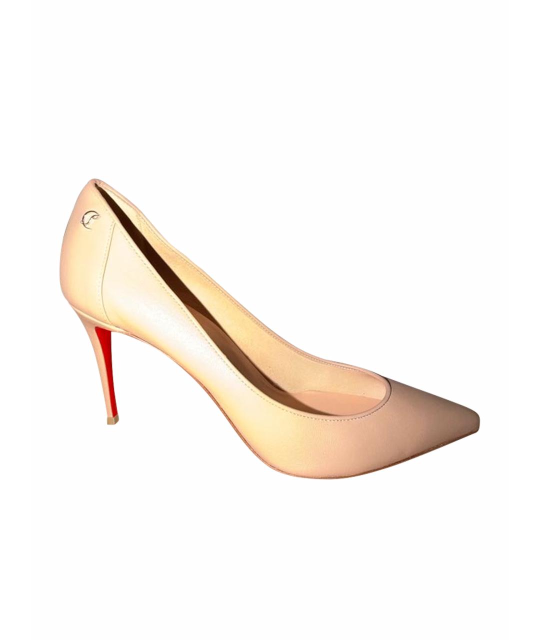 CHRISTIAN LOUBOUTIN Бежевые кожаные туфли, фото 1